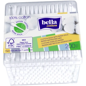 BELLA COTTON vates – papīra kociņi kastītē, 200 ga