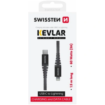 Swissten ARAMID REINFORCED Kabelis USB-C / Lightni