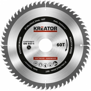 Kreator Zāģa ripa kokam 190x30x2.2mm, 60 zobi Krea