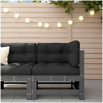 Homgoday Garden Corner Sofa Grey Solid Pine Sofas 