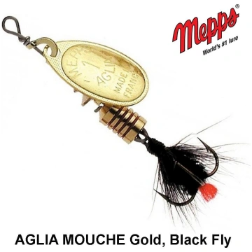 Rotējošais māneklis Mepps AGLIA MOUCHE Gold, Black