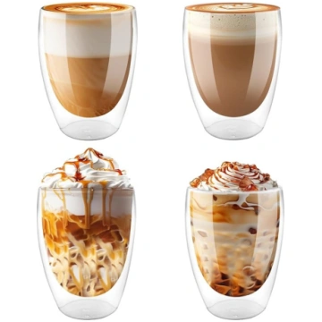 Divkāršsienu kafijas glāzes, latte macchiato glāze