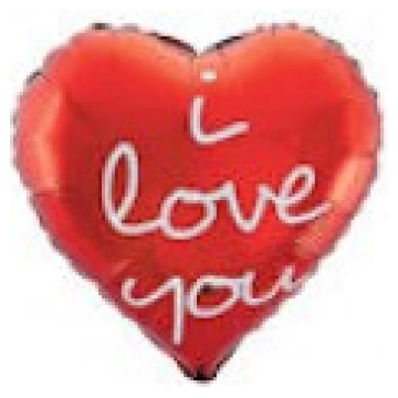 Folijas balons Mīlu - I love you, sirds, sarkana, 