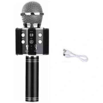 Karaoke mikrofons ar balss maiņas efektiem, melns 