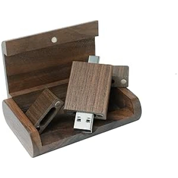 Riekstkoka koka kastīte USB C zibatmiņas diskdziņš