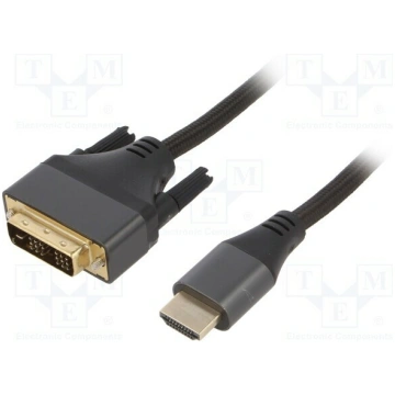 Cable; DVI-D (18+1) plug,HDMI plug; textile; 4K,UH