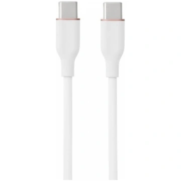 SILIKONA KABELIS USB TYPE-C - TYPE-C, 60W, (BALTS,