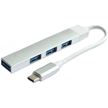 RoGer USB-C HUB 3xUSB2.0 / 1xUSB3.0 5Gbps / sudrab