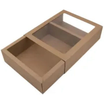 Matchbox stila eleganta brūna dāvanu pakete ar log