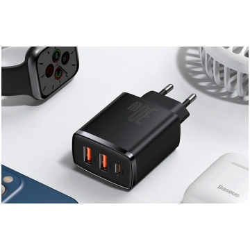 Baseus Compact 2xUSB + Type C Portable Wall Charge