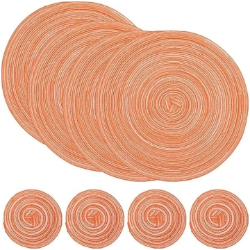 Set of 4 Round Woven Cotton Placemats Table Mat Di