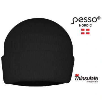 Silta dubultā adīta cepure Pesso Thinsulate, melna