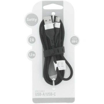 SETTY USB - USB-C cable 1,2 m 2A KNA-C-1.221 black