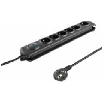 Qoltec 50112 Surge protector 6 3m Black pagarinātā