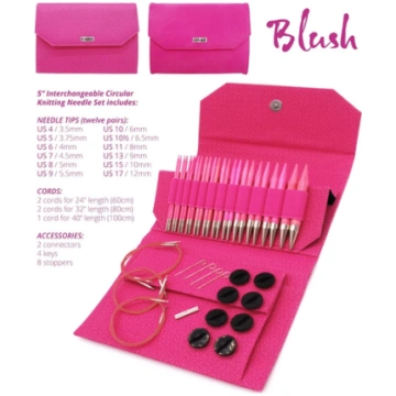 LYKKE Blush 5" Interchangeable needle set, fuchsia
