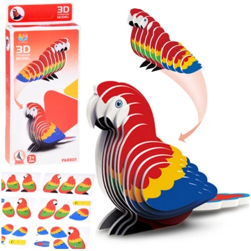 3d Puzzle Cardboard Modelis Colorful Macaw Parrot 