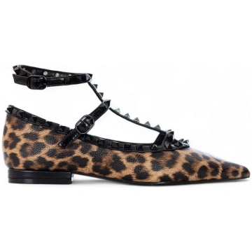 EXÉ - Animal print ballerina with strap and studs 
