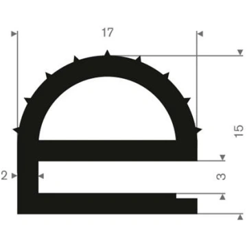E Gs EPDM gumijas profils 15x17mm