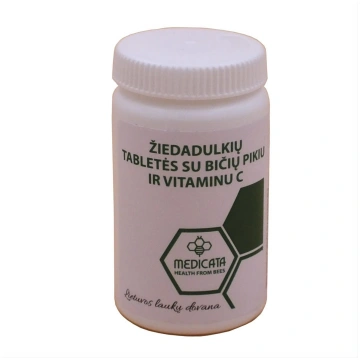 Ziedputekšņu tabletes ar bišu piķi un C vitamīnu, 
