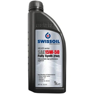 SAE 15W-50 Fully Synth A3/B4 (PAO), 1L Swissoil