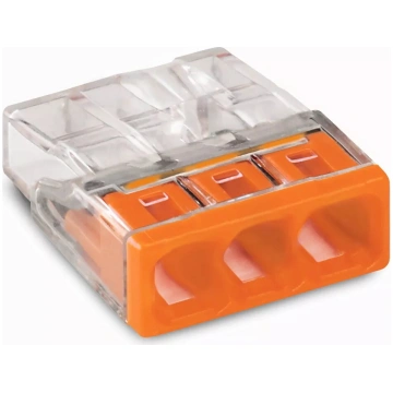 Wago 3-vadu Compact savienotājs caurspīdīgs/oranžs