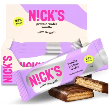 vaniļas proteīna vafele 12 gab. kastē NICK'S