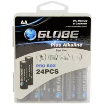 Baterija Globe Plus Alkaline AA (LR6), 24 gab