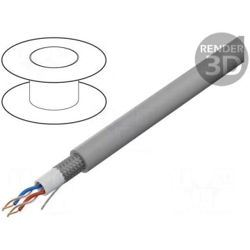 Wire: microphone cable | 2x2x0.22mm2 | grey | OFC 