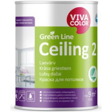 Krāsa Vivacolor Green Line Ceiling, balts krās., 2
