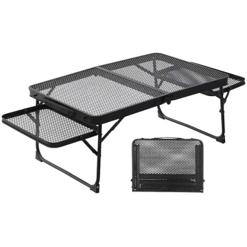 Portable, foldable camping grill table with extens