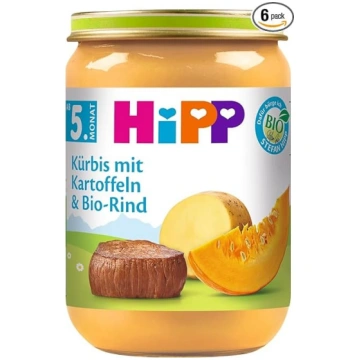 HiPP Ķirbis ar kartupeļiem un bioloģisko liellopu 