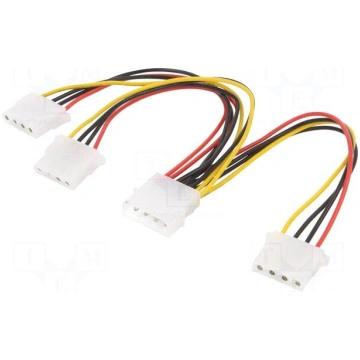 Cable: mains | Molex male,Molex female x3 | 0.15m 
