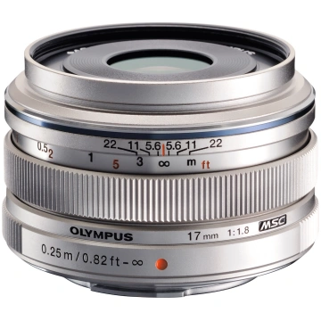 M.Zuiko Digital 17mm f/1.8 objektīvs, sudrabots