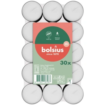 Svece Bolsius, tēja, 6 stundas, balta, iepak. 30 g