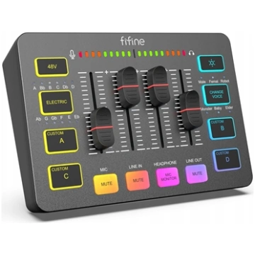 Fifine Mikser Sound Card SC3W biay USB z RGB XLR 2