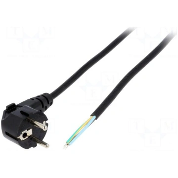 Cable | CEE 7/7 (E/F) plug angled,wires | 2m | bla