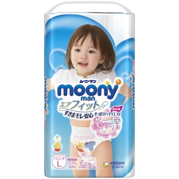 MOONY biksītes meitenēm Airfit L 9-14kg 44 gab (20