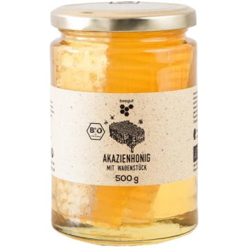 Bioloģiskais akāciju medus ar medus šūnām, 500 g, 