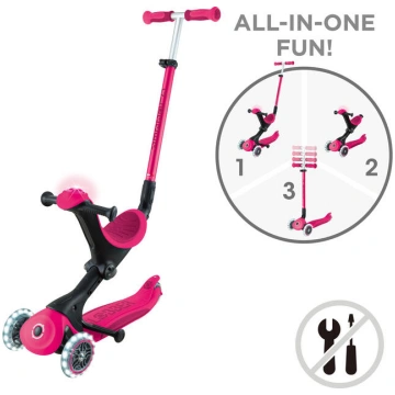 GLOBBER skrejritenis Go Up Deluxe Lights, fuksijas