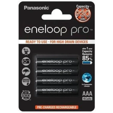 Uzlādējamās baterijas Panasonic Eneloop Pro, AAA, 