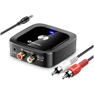SONRU Bluetooth 6.0 Adapter Receiver Jack Aux Blue