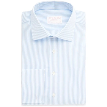 Pale Blue & White Classic Fit Double Cuff Bengal S