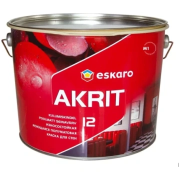 Eskaro AKRIT 12 TR 9L Pusmatēta krāsa sienām un gr
