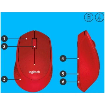 LOGITECH M330 Silent Plus Red - 2.4GHZ - EMEA
