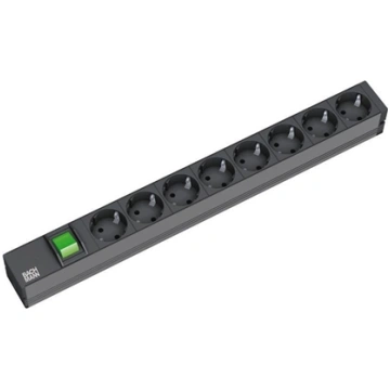 Bachmann 19" socket strip 8-way, with switch, blac
