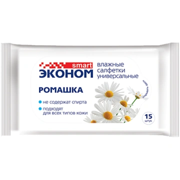 EKONOM SMART Mitrās salvetes universālās Kumelīte,