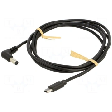 Cable | USB C plug,DC 5,5/2,1 plug | angled | blac