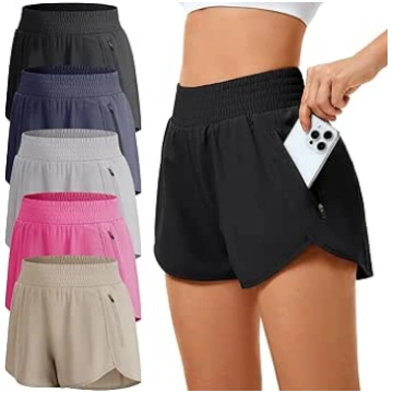 Pack of 5 Women's Sports Shorts with Zip Pock