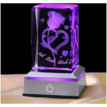 3D LoveRose Crystal Multicoloured Night Light, I L