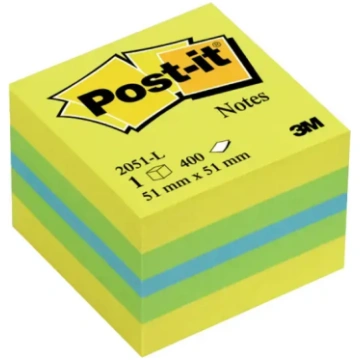 Post-It Sticky Note Mini Cube Lemon, 51x51mm, 400 